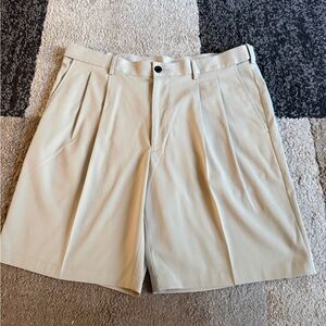 Savane Men's Tan Flat Front Shorts- with extender waistband - 36W